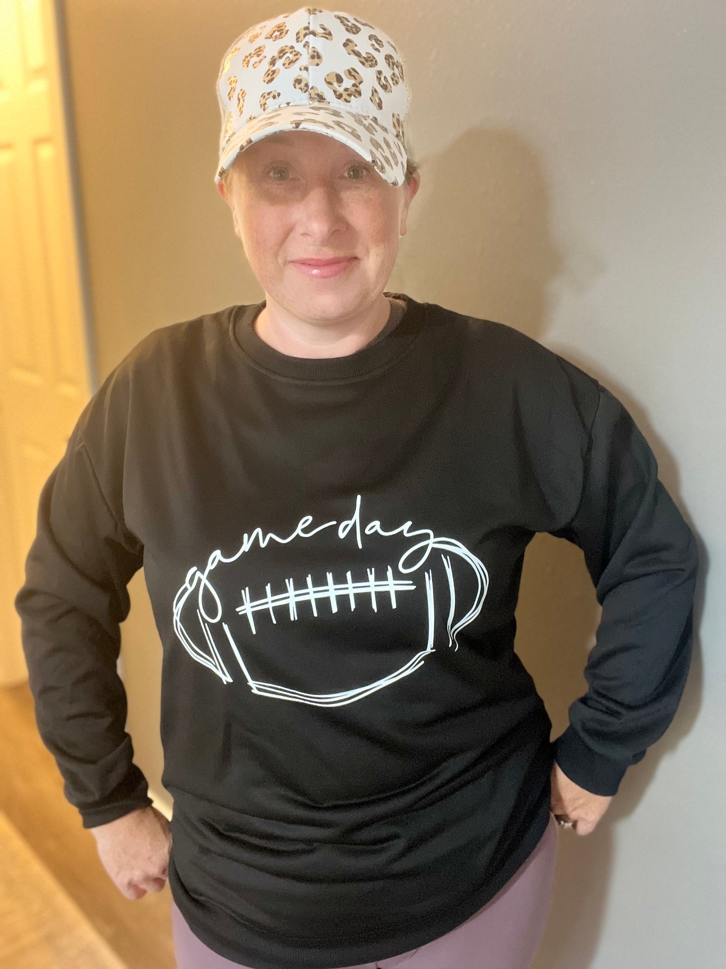 Script Lettered Game Day Football Crewneck