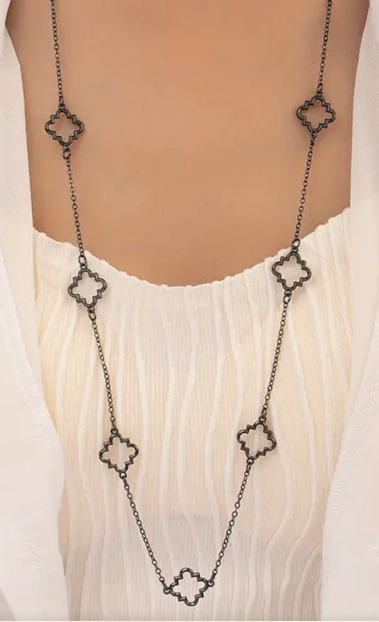 Clover Flower Chain Long Necklace