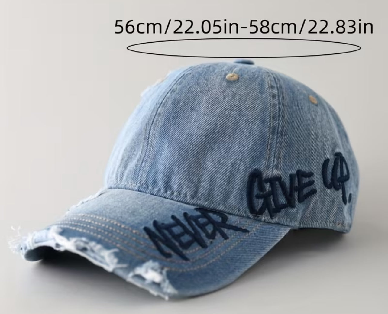 Never Give Up Girl Distressed Ball Cap 💚Mega Seller💚