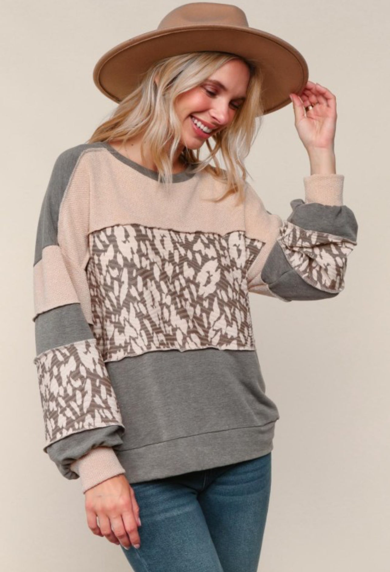 French Terry Loose Fit Pullover Top