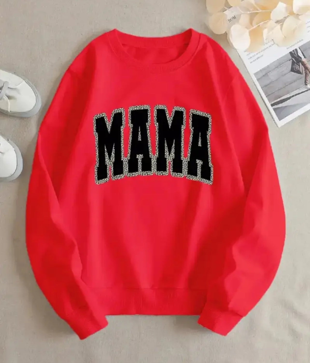 Cherry Red Mama Fleece Crew