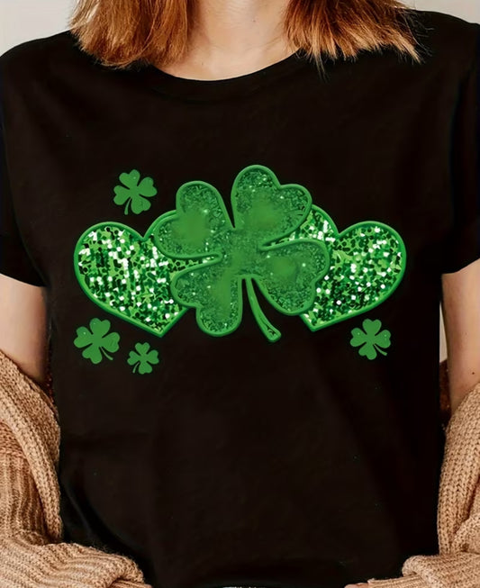 Faux Glitter Lucky & Love Graphic Tee