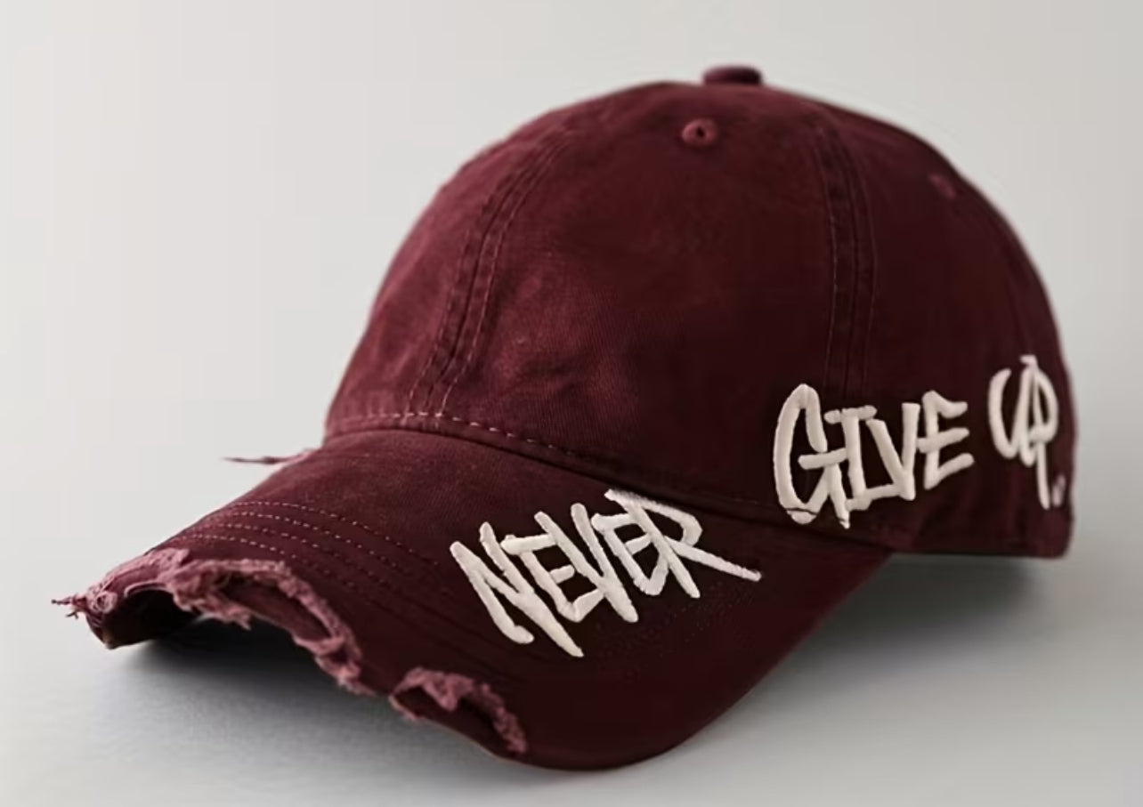 Never Give Up Girl Distressed Ball Cap 💚Mega Seller💚