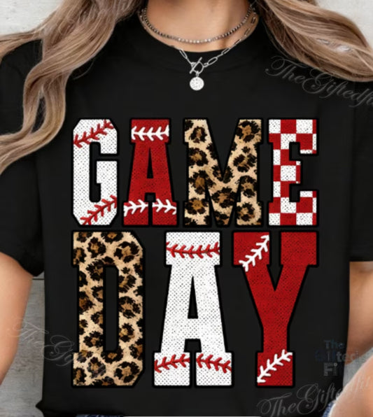 Game Day Baseball Leopard Tee