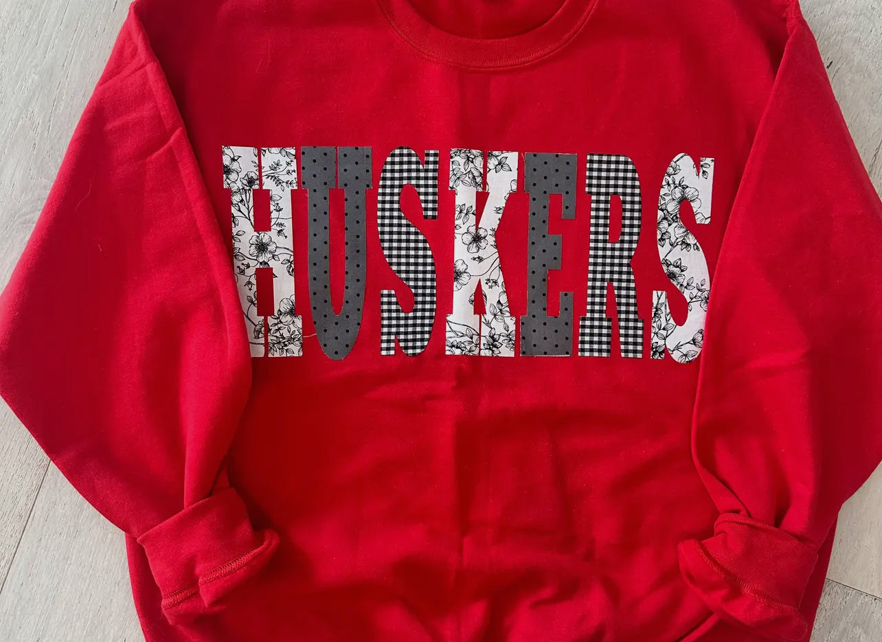 Patchwork Husker Appliqué Crewneck