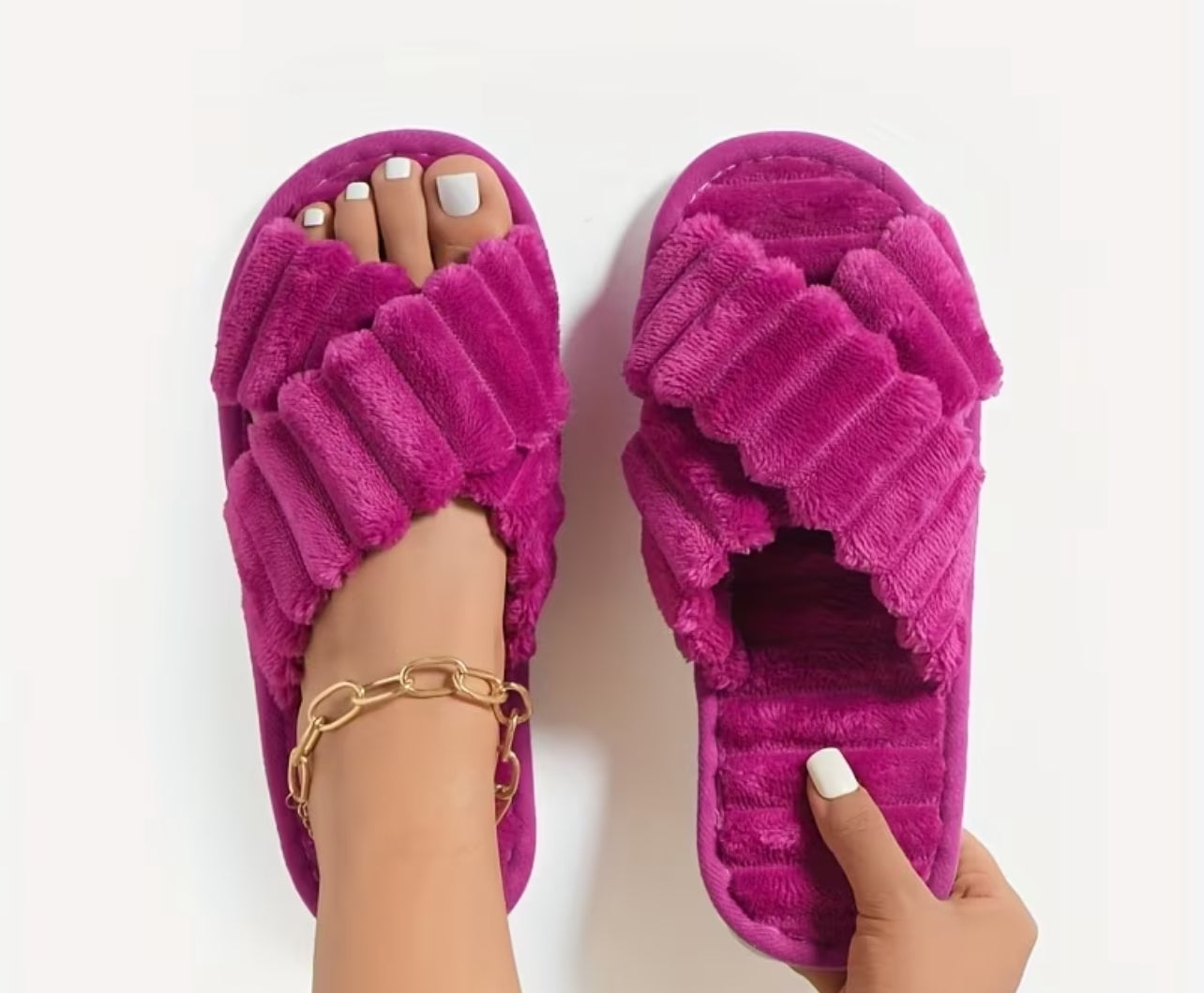 Ribbed Criss Cross Slippers
