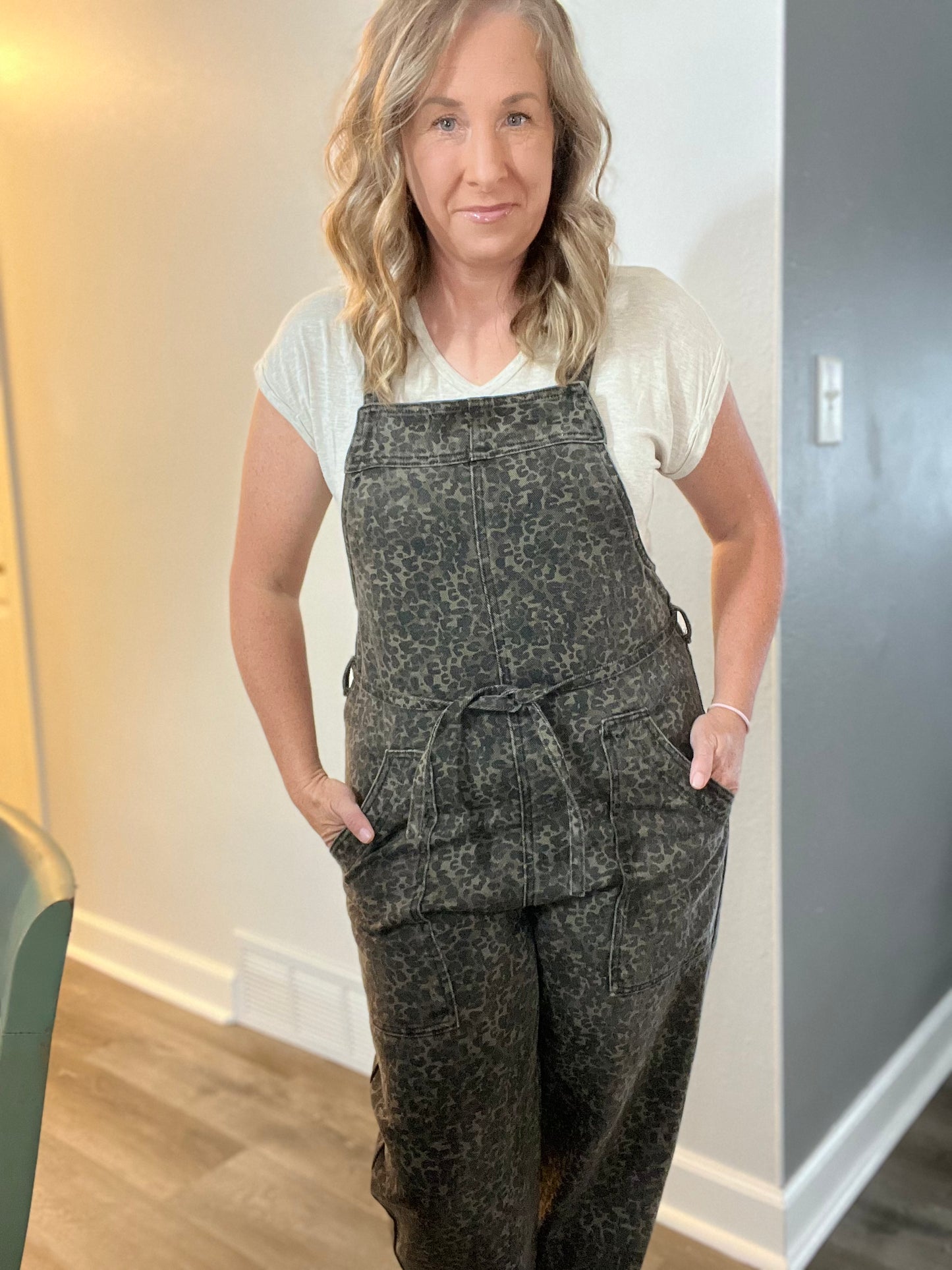 Leopard Loose Comfy Overall With Side Pockets