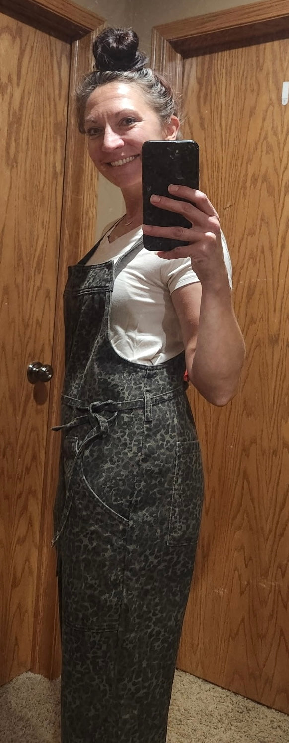 Leopard Loose Comfy Overall With Side Pockets