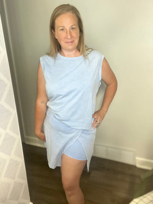 2 Piece Mineral Wash Cotton Tank And Scort