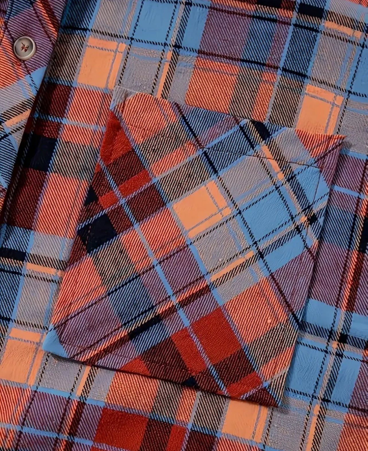 Fiery Red & Orange Plaid Button Up