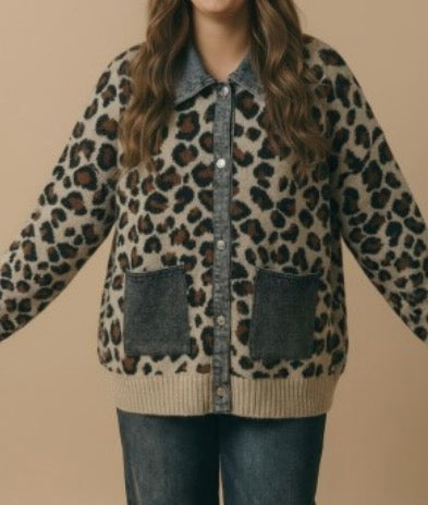 Wild Side Denim & Leopard Cardigan