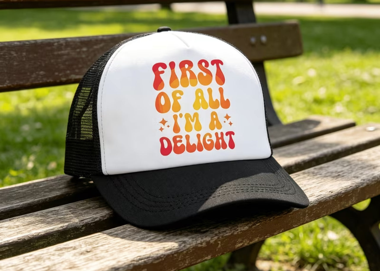 “I’m a Delight” Vented Trucker Cap
