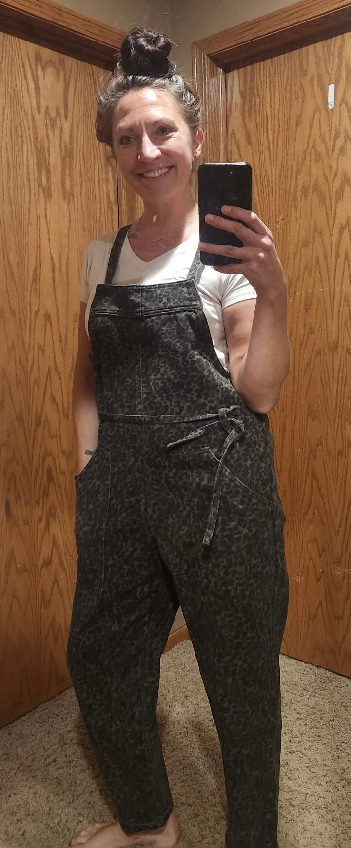 Leopard Loose Comfy Overall With Side Pockets