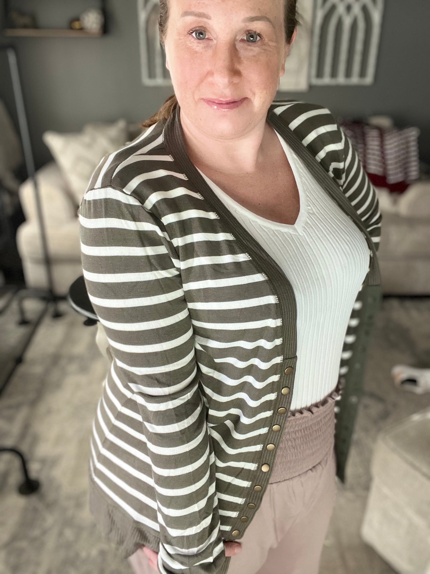 Candy Striped Snap Button Cardi