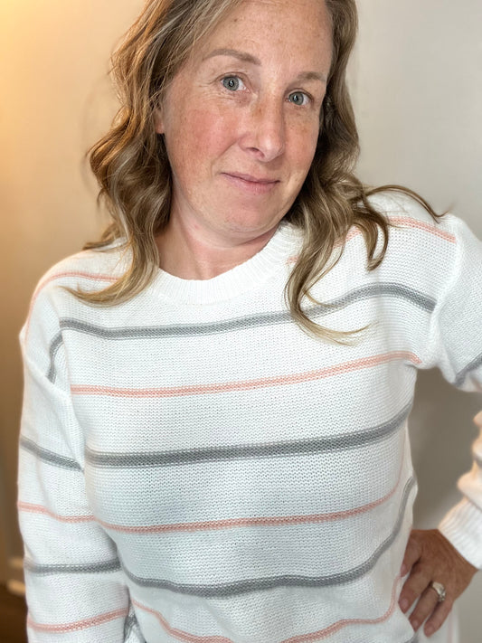 Delicate Stripe Winter White Sweater