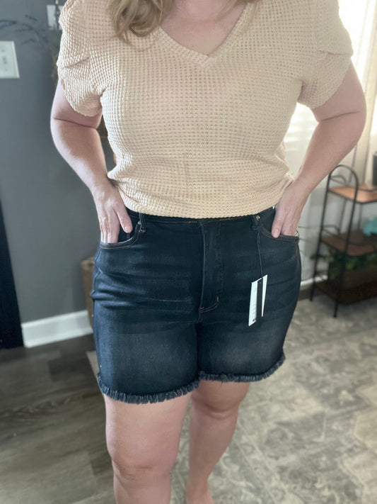 Judy Blue Full Size Tummy Control Fray Hem Shorts