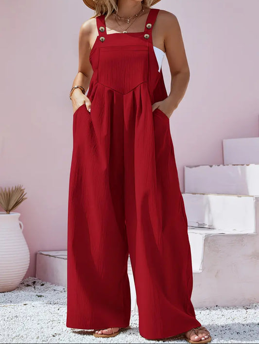 Home To Kansas Ruby Red Wide Leg Jumpsuit