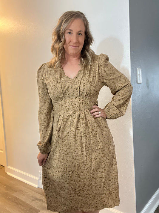 Loose Sleeve Mid-length Leopard Dress