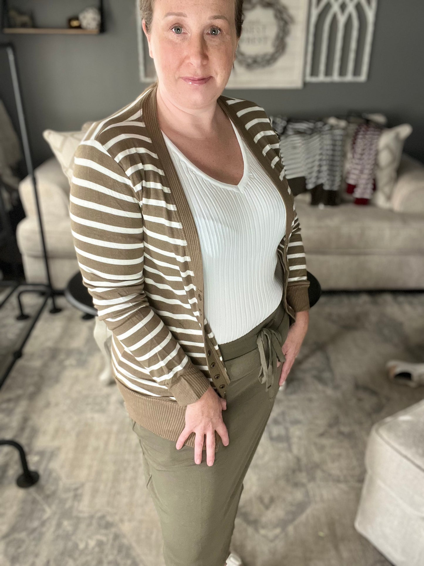 Candy Striped Snap Button Cardi