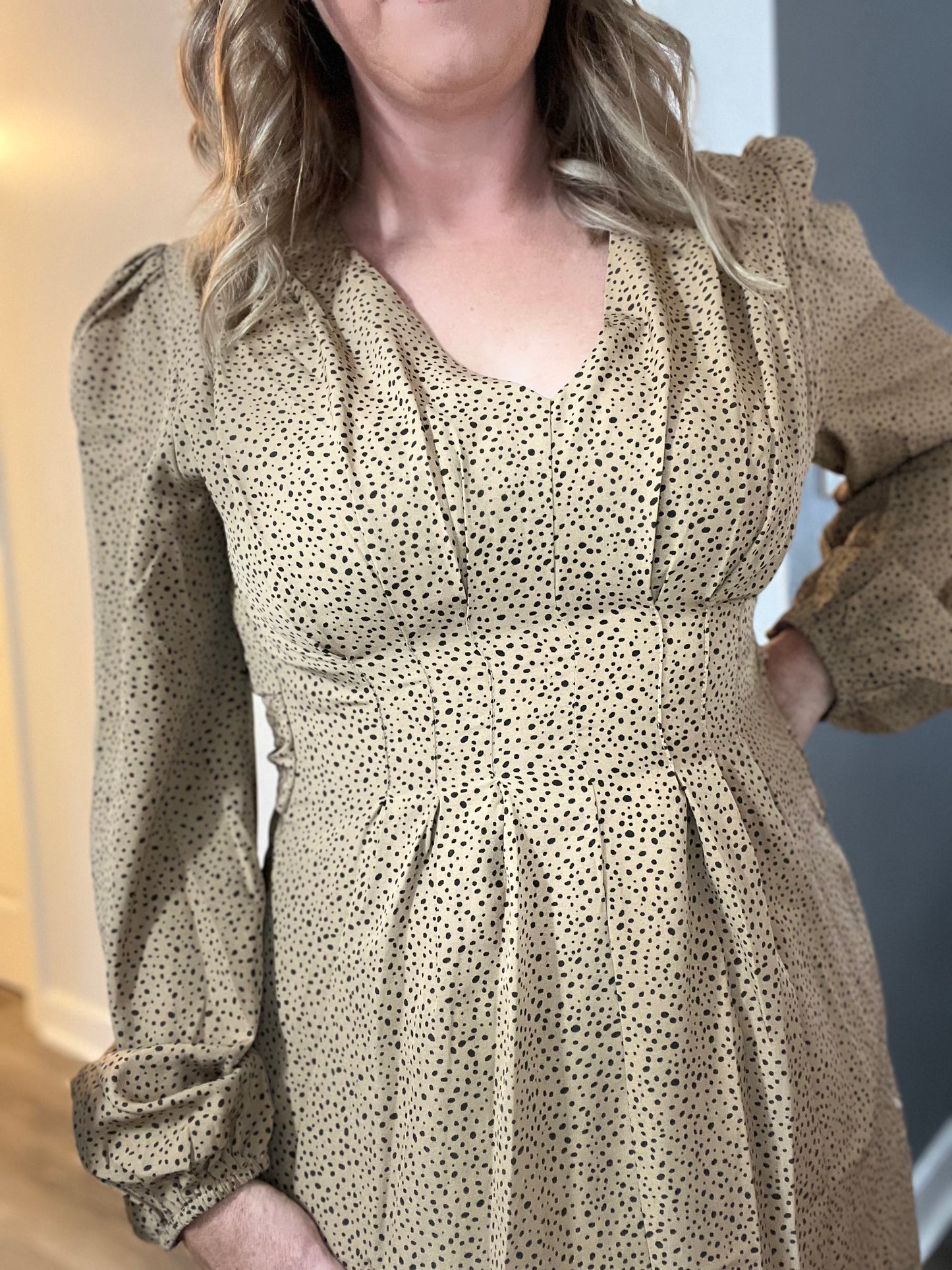 Loose Sleeve Mid-length Leopard Dress