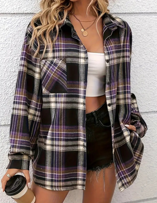 Vintage Winter Plaid Button Up Shirt