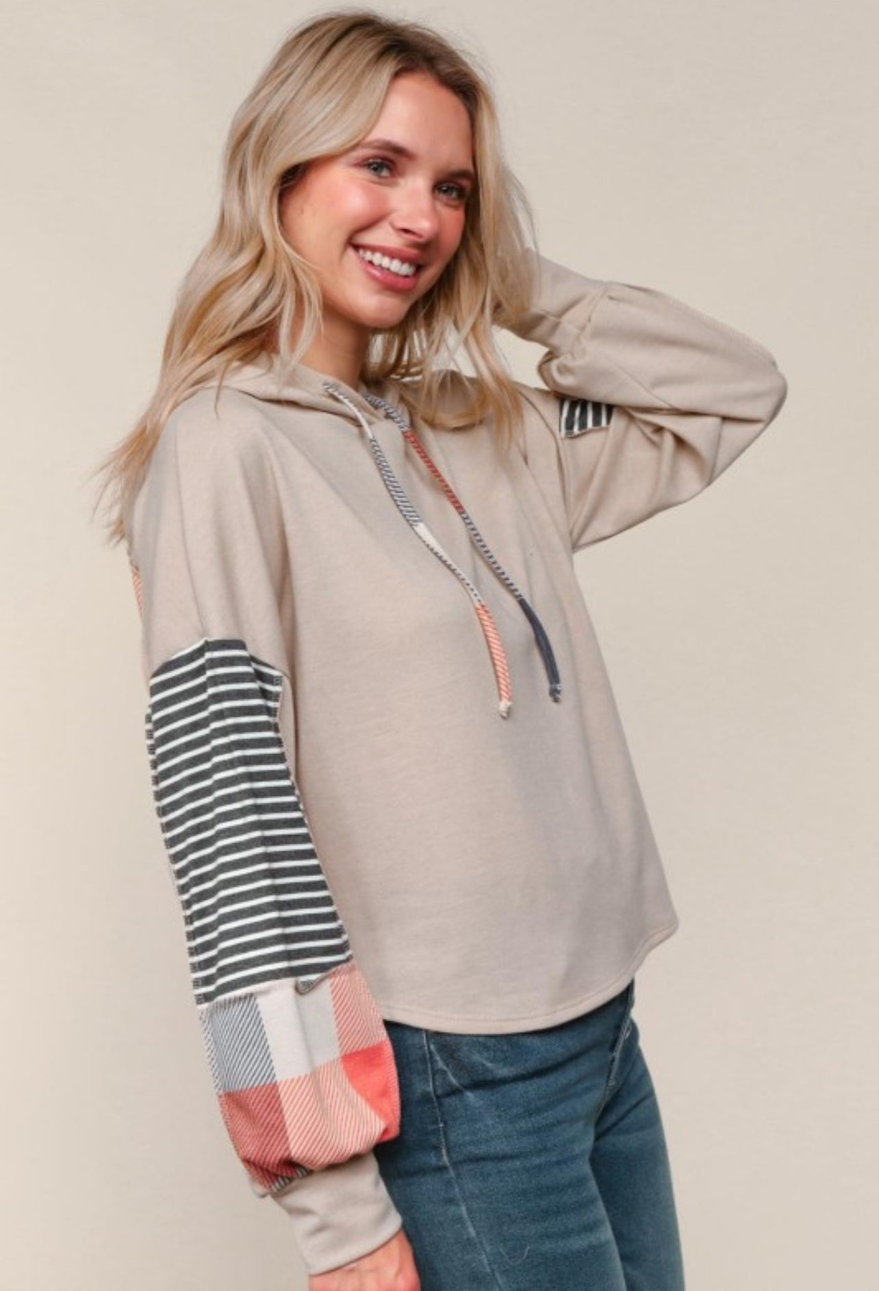 High Low Plaid Butter Soft Pullover Hoodie