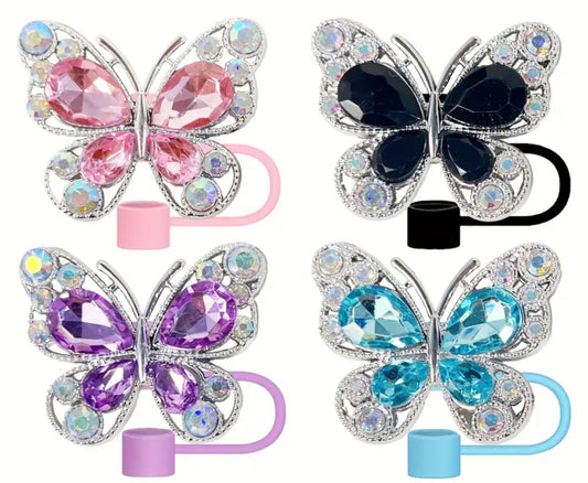 Jeweled Butterfly Straw Covers