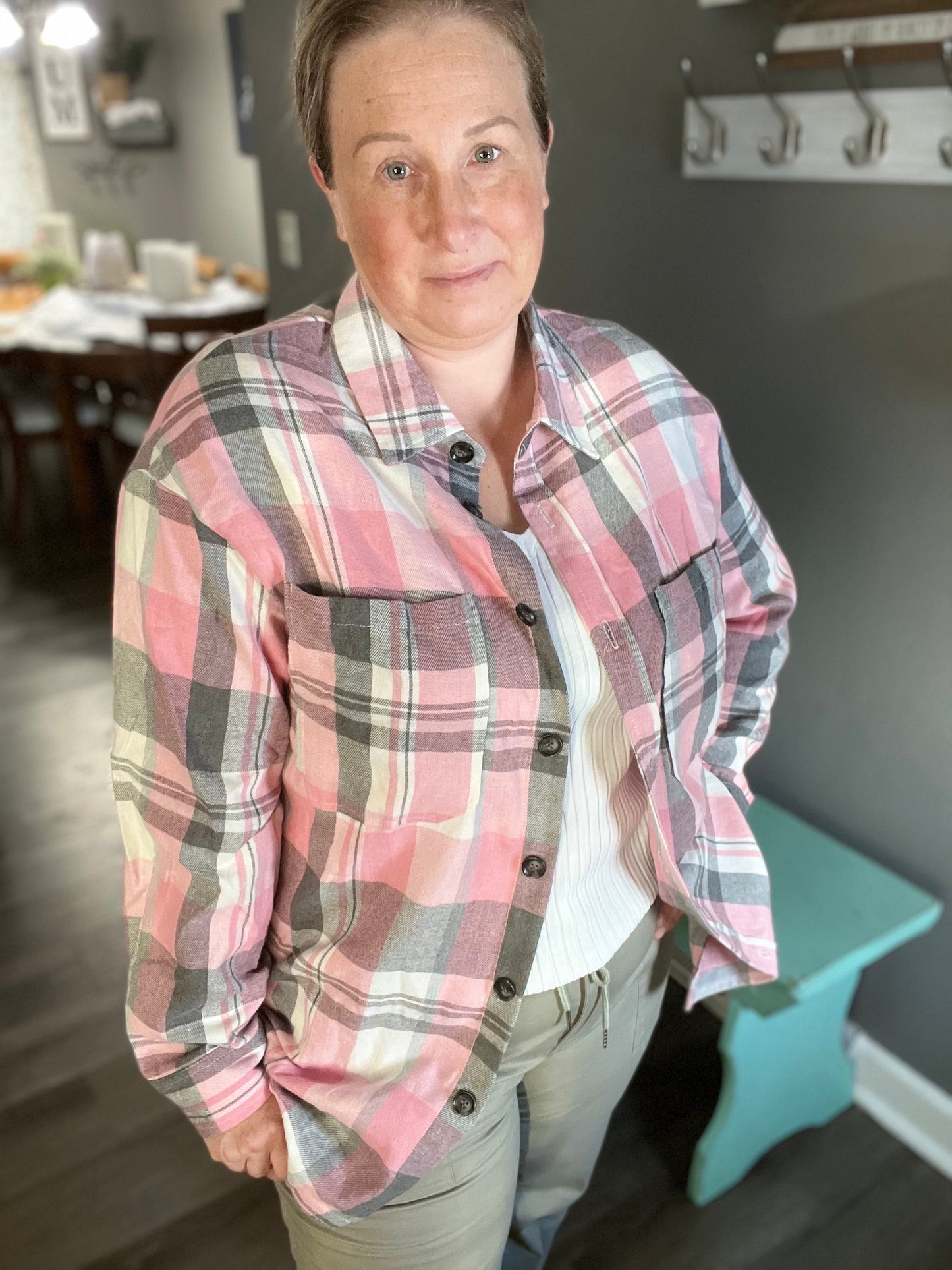 Flattering Plaid Button Down Shirt