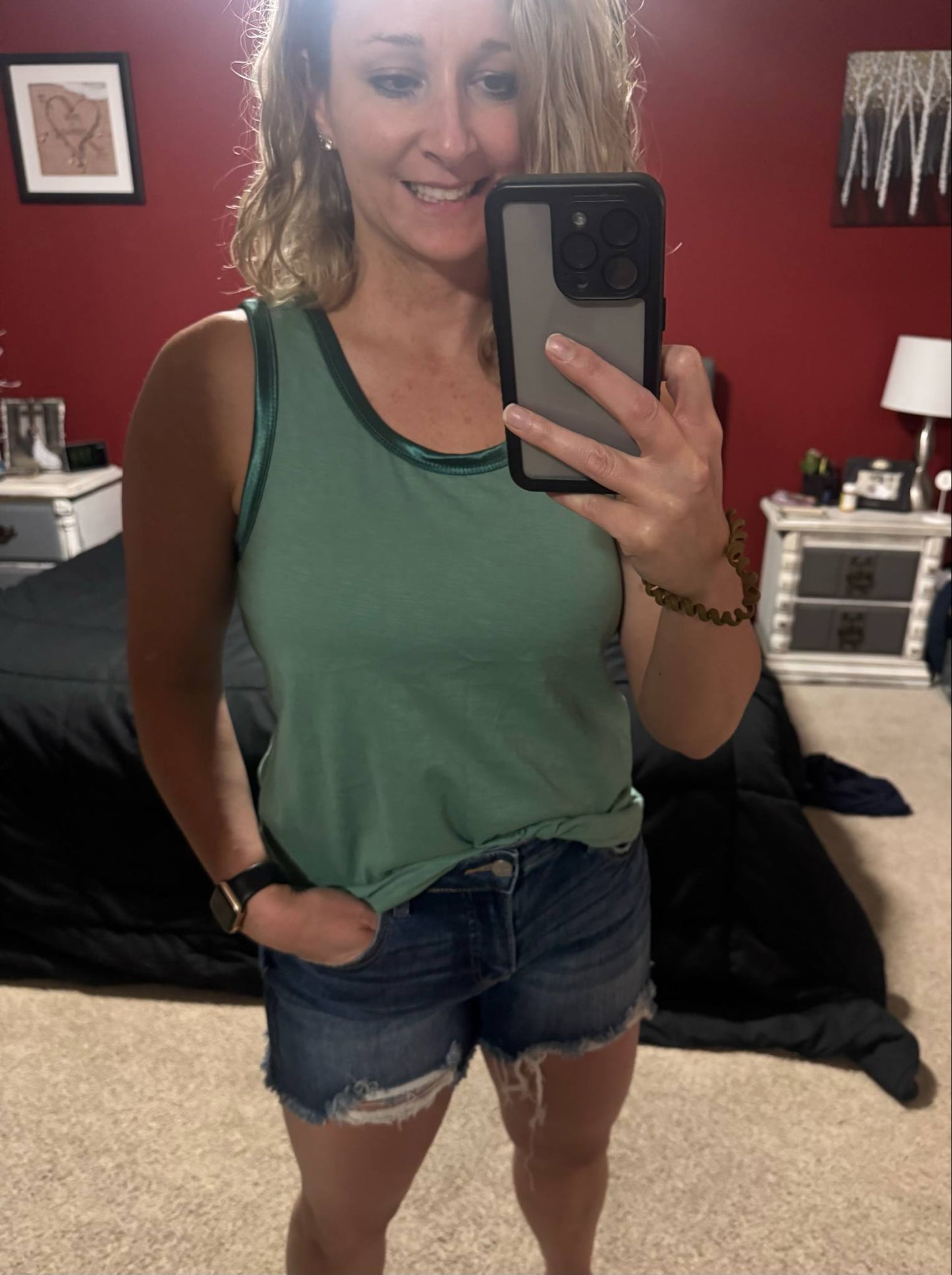 Metallic Edged Scoop Neck Tank
