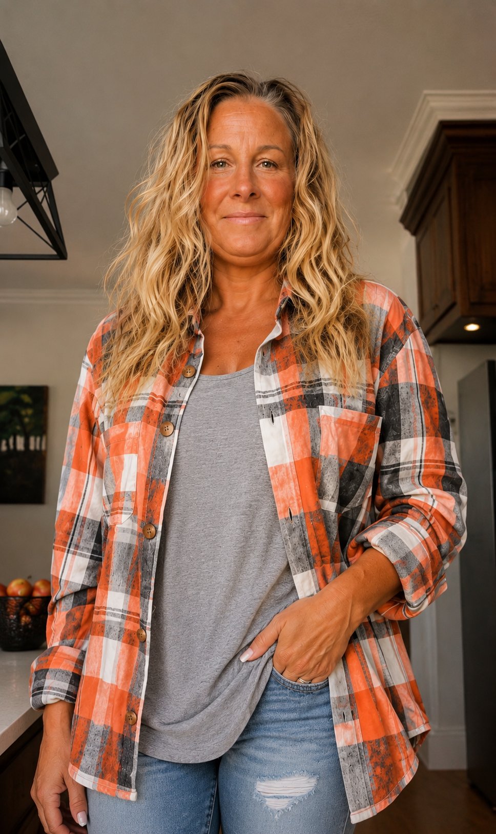 Pumpkin Patch Plaid Button Up