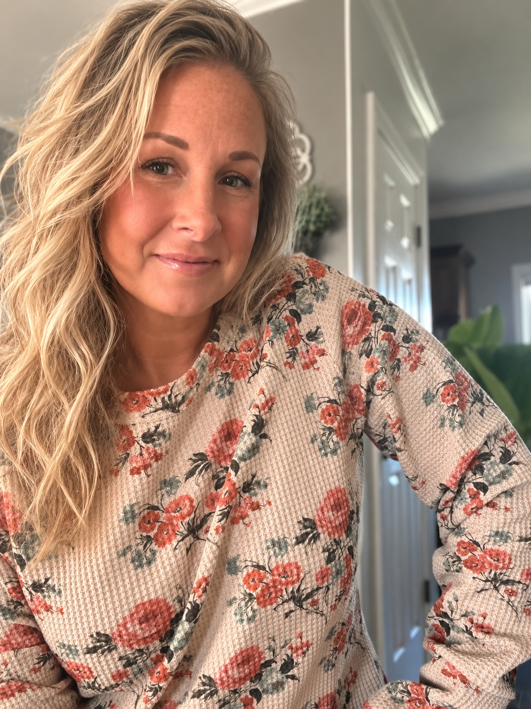 Autumn in Bloom Waffle Knit Top