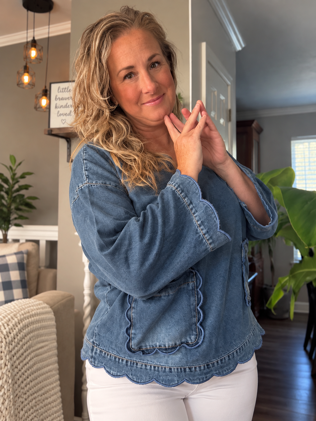The Blu Denim Scolloped Top
