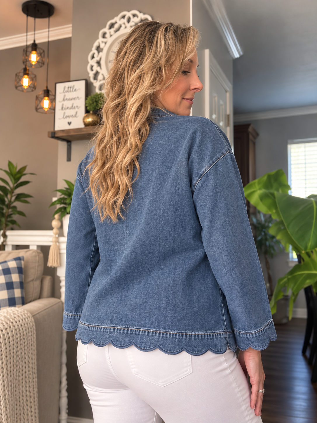The Blu Denim Scolloped Top