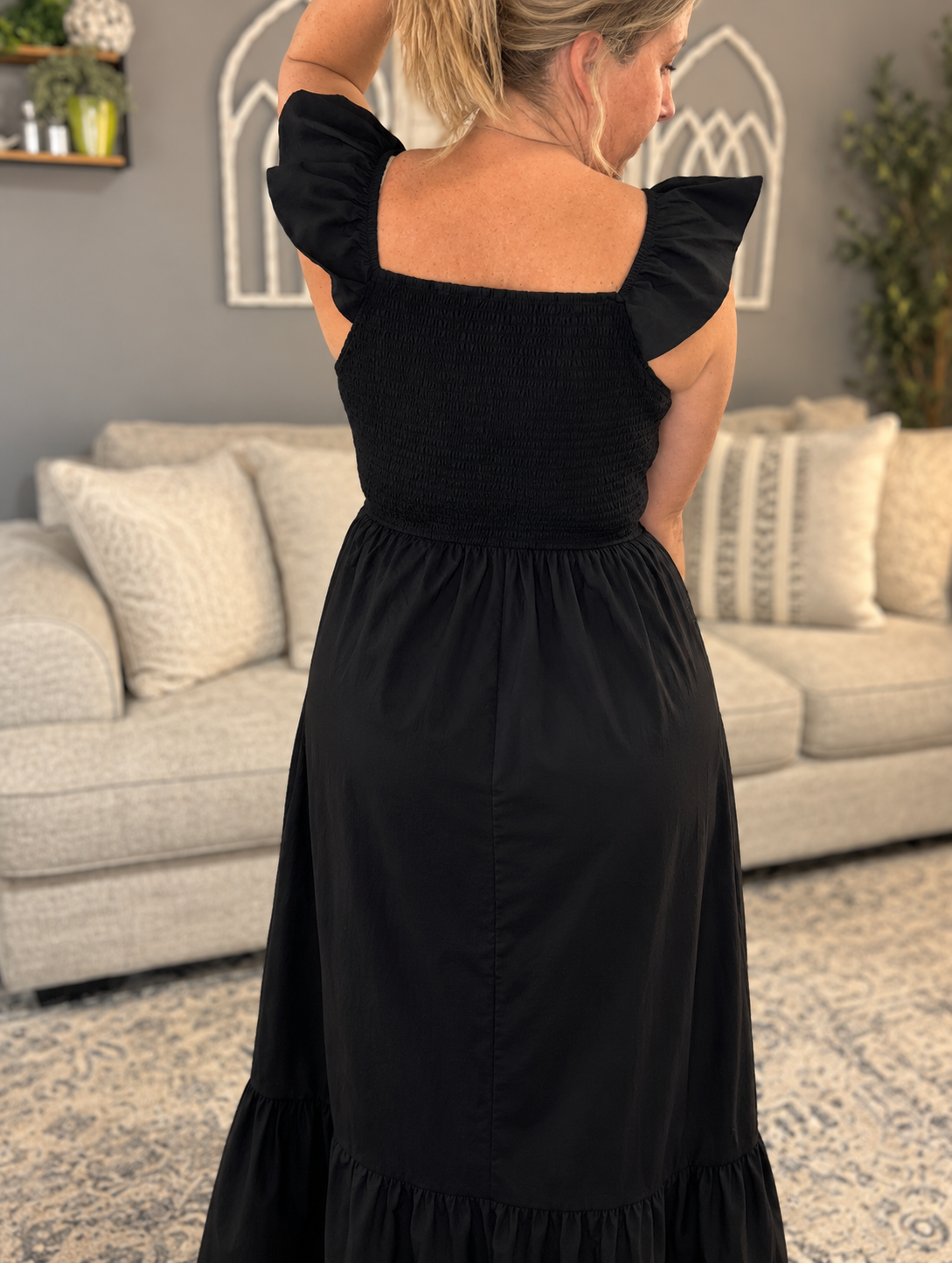 Allison Flutter Sleeve Smocked Maxi Dress