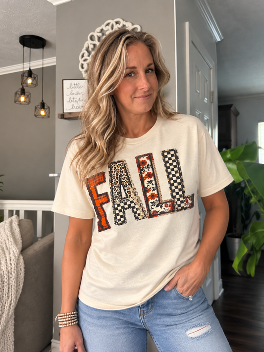 Patchwork & Pumpkins Fall Tee 🎃