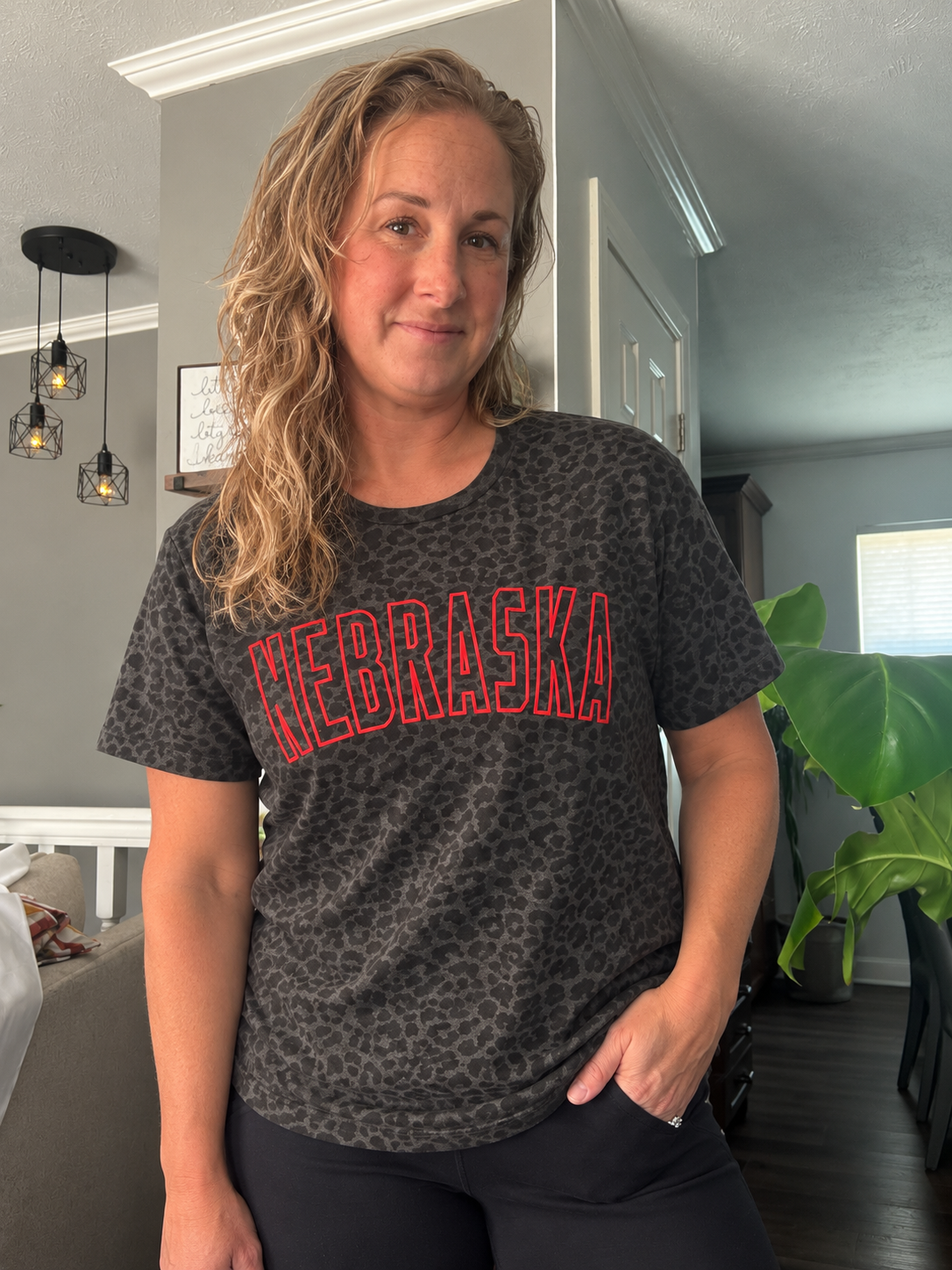 Nebraska Black Leopard Outline Tee💚Mega Seller💚