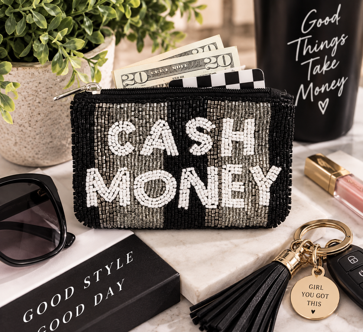 Show Me the Money Beaded Coin Purse