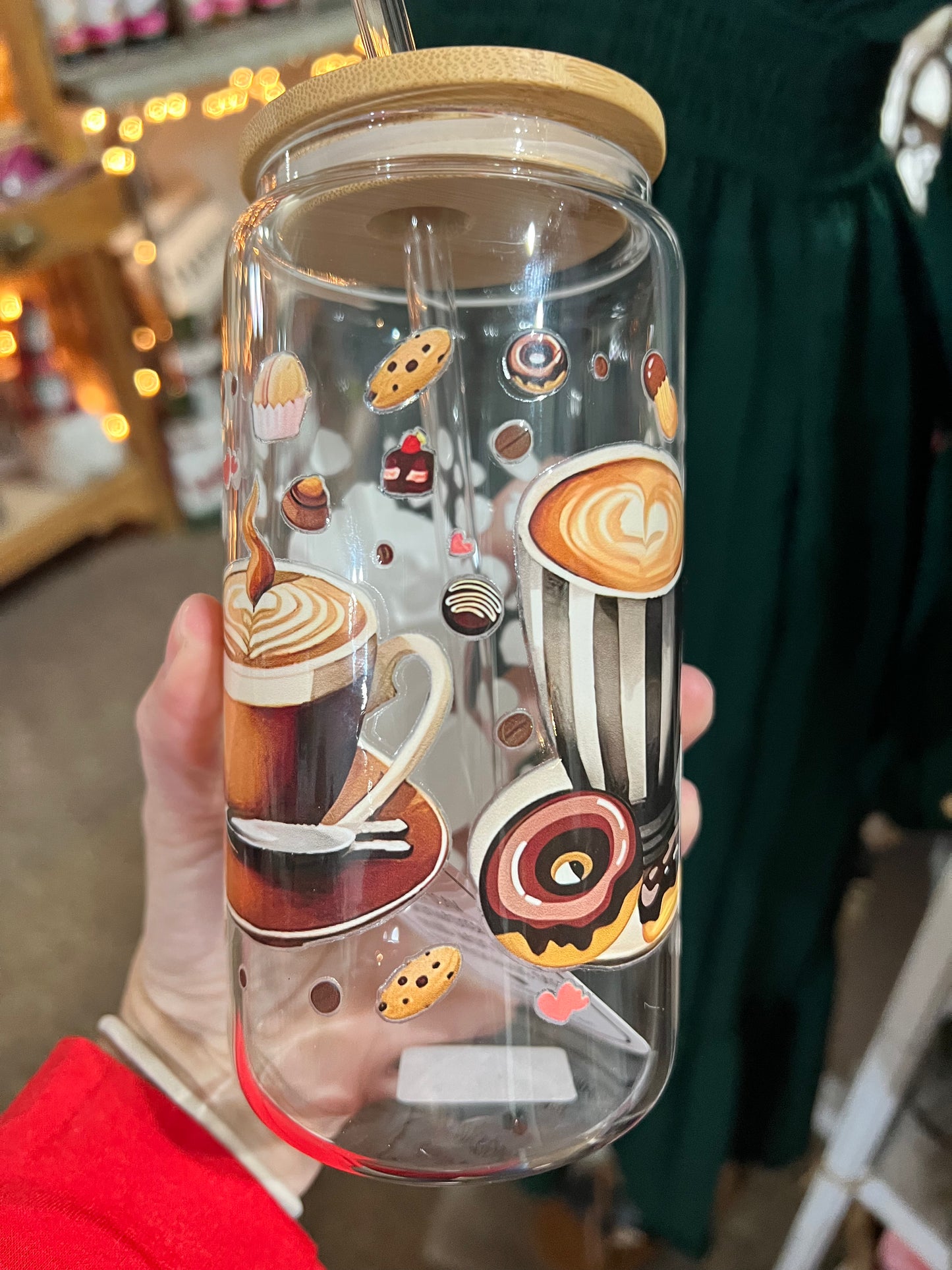 Coffee Inspired Water Glass with Bamboo Lid