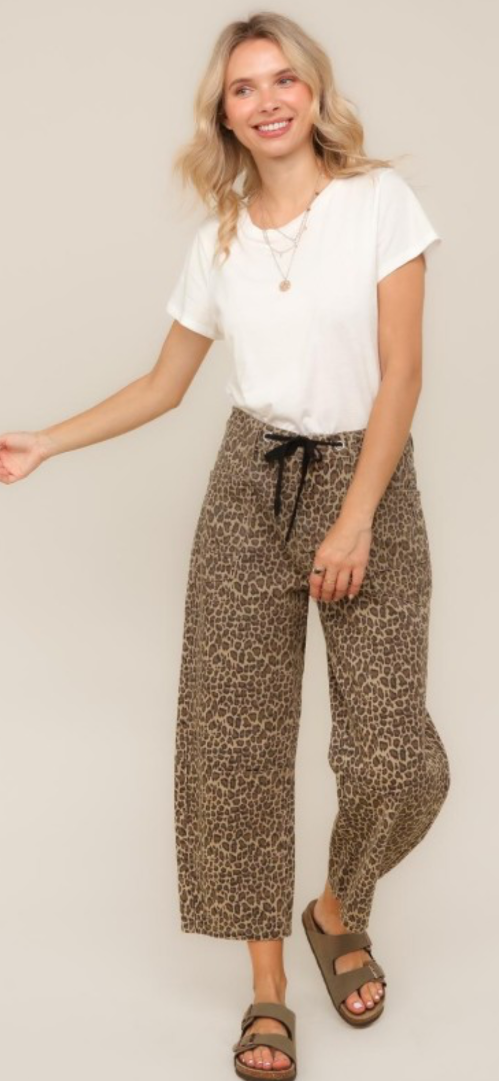 Leopard Mid Rise Baggy Pant