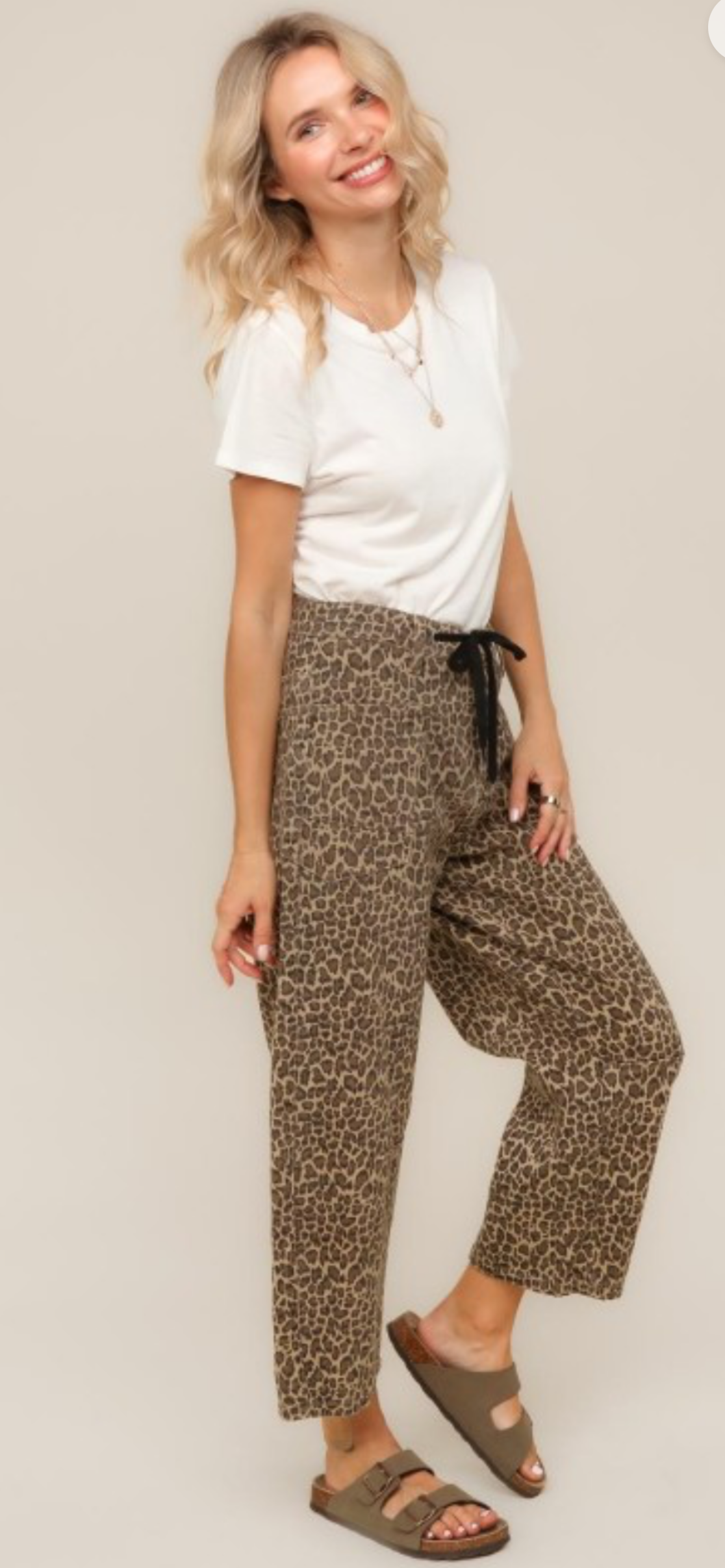 Leopard Mid Rise Baggy Pant