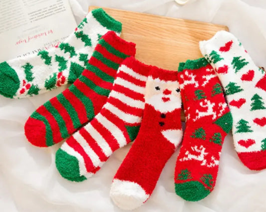 Fuzzy Holiday Crew Socks